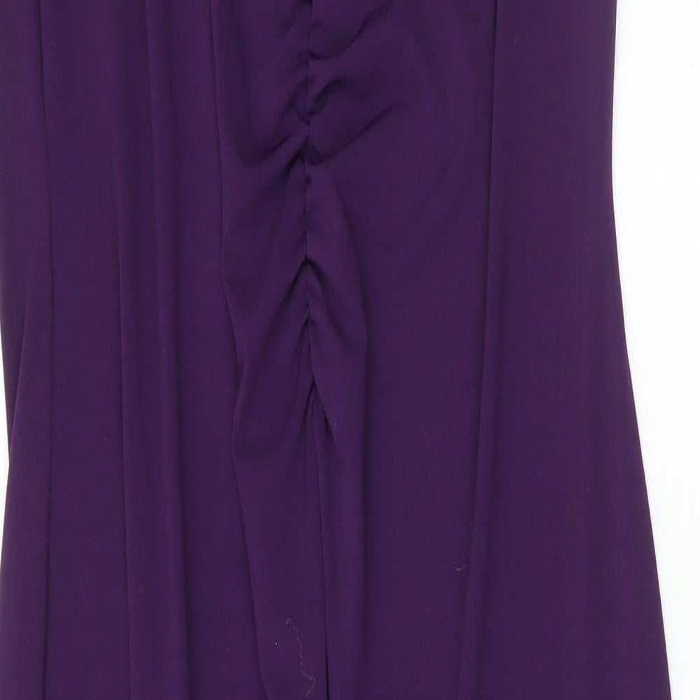 Klass Womens Purple Polyester Maxi Size 14 V-Neck Zip