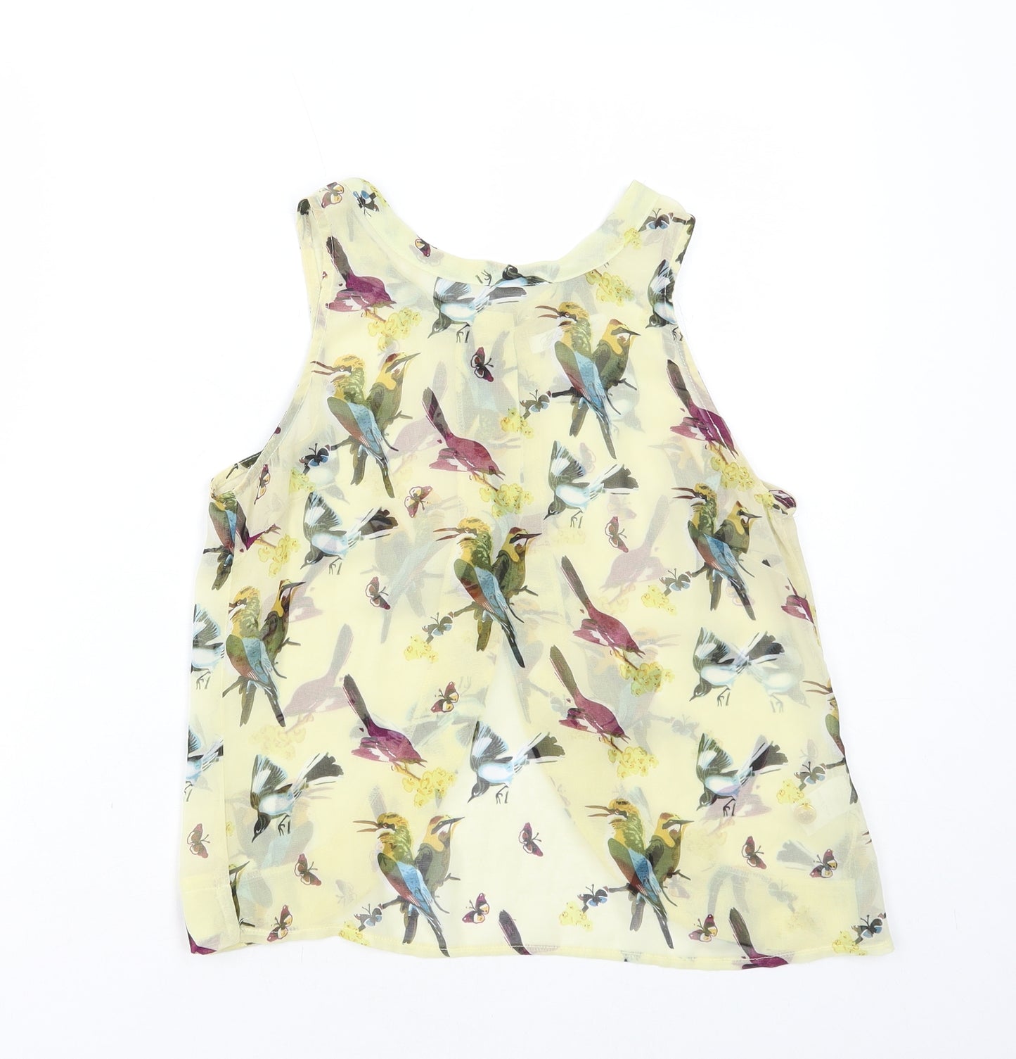 Glamour Womens Multicoloured Geometric Polyester Basic Tank Size 8 Round Neck - Bird Print