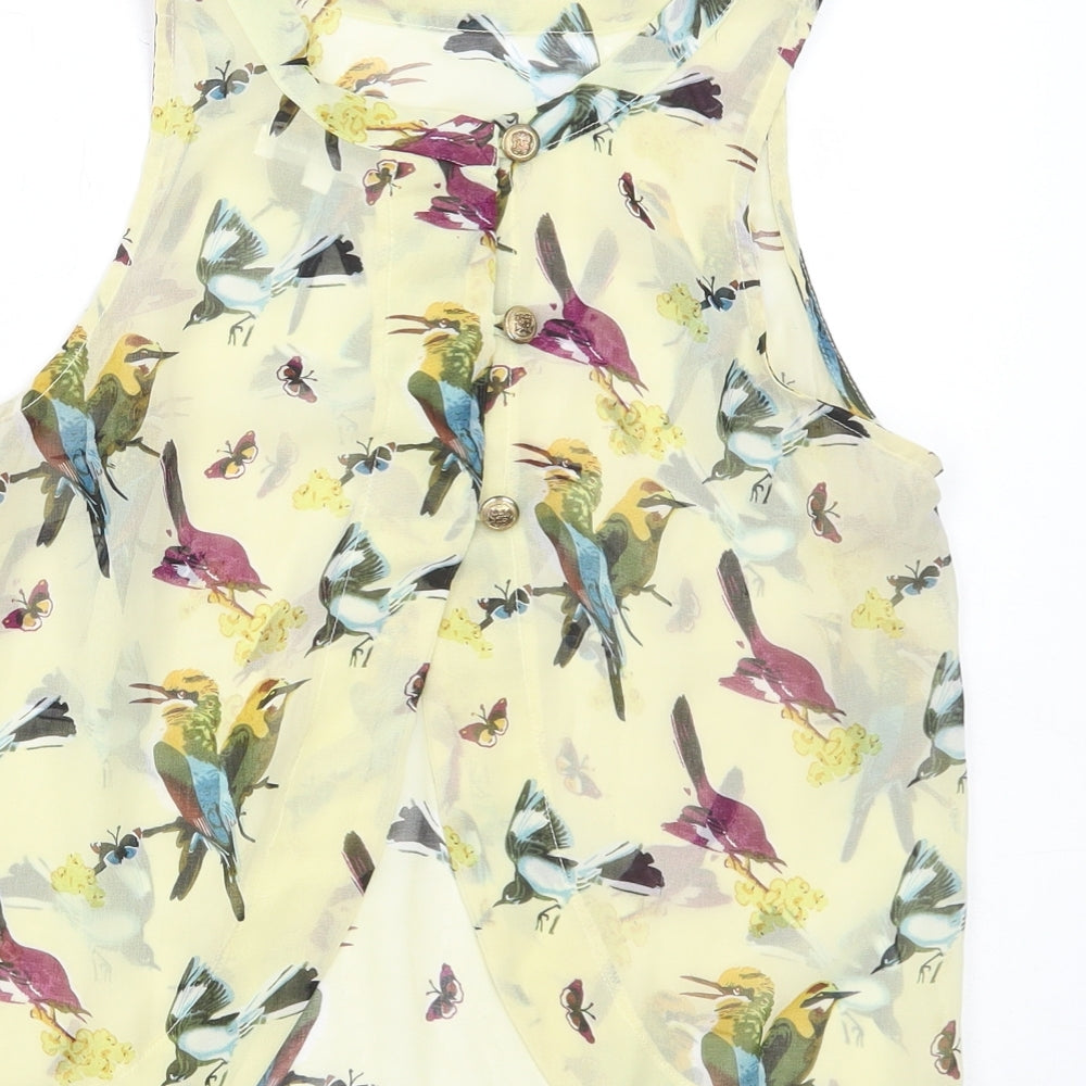 Glamour Womens Multicoloured Geometric Polyester Basic Tank Size 8 Round Neck - Bird Print