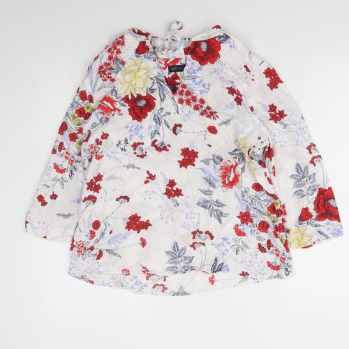 Marks and Spencer Womens Multicoloured Floral Viscose Basic Blouse Size 12 V-Neck