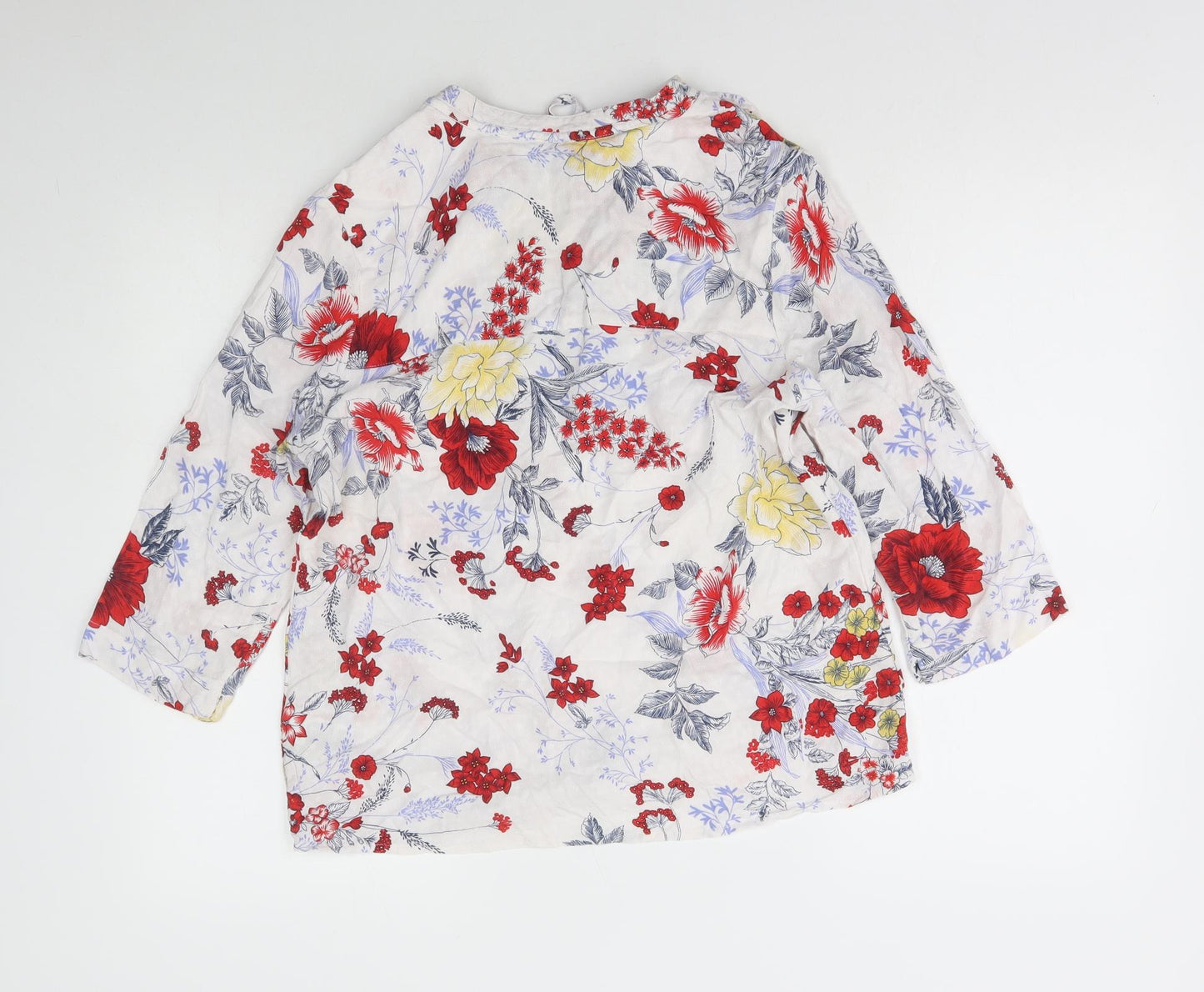 Marks and Spencer Womens Multicoloured Floral Viscose Basic Blouse Size 12 V-Neck