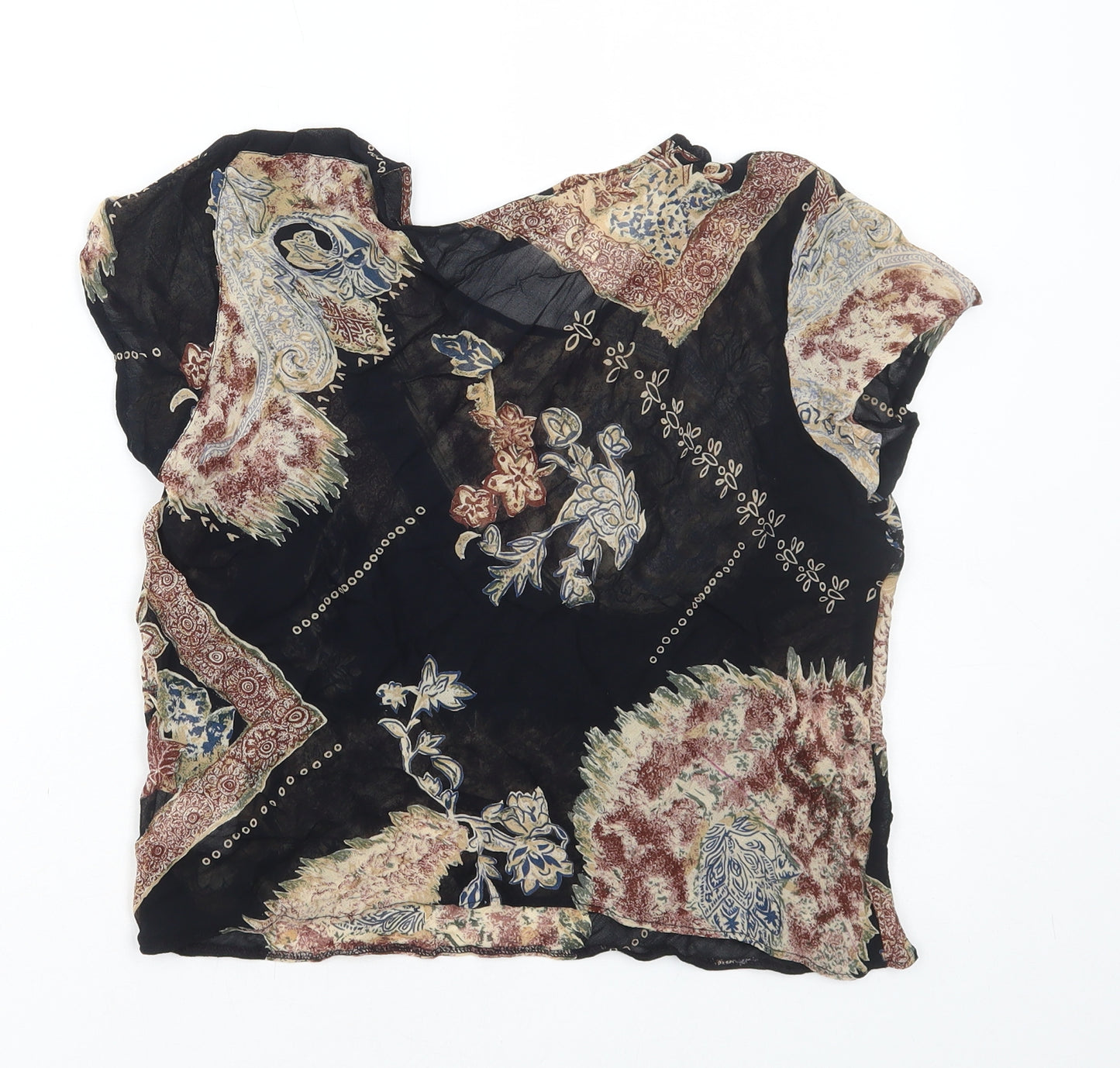 Topshop Womens Multicoloured Geometric Viscose Basic Blouse Size 12 Round Neck