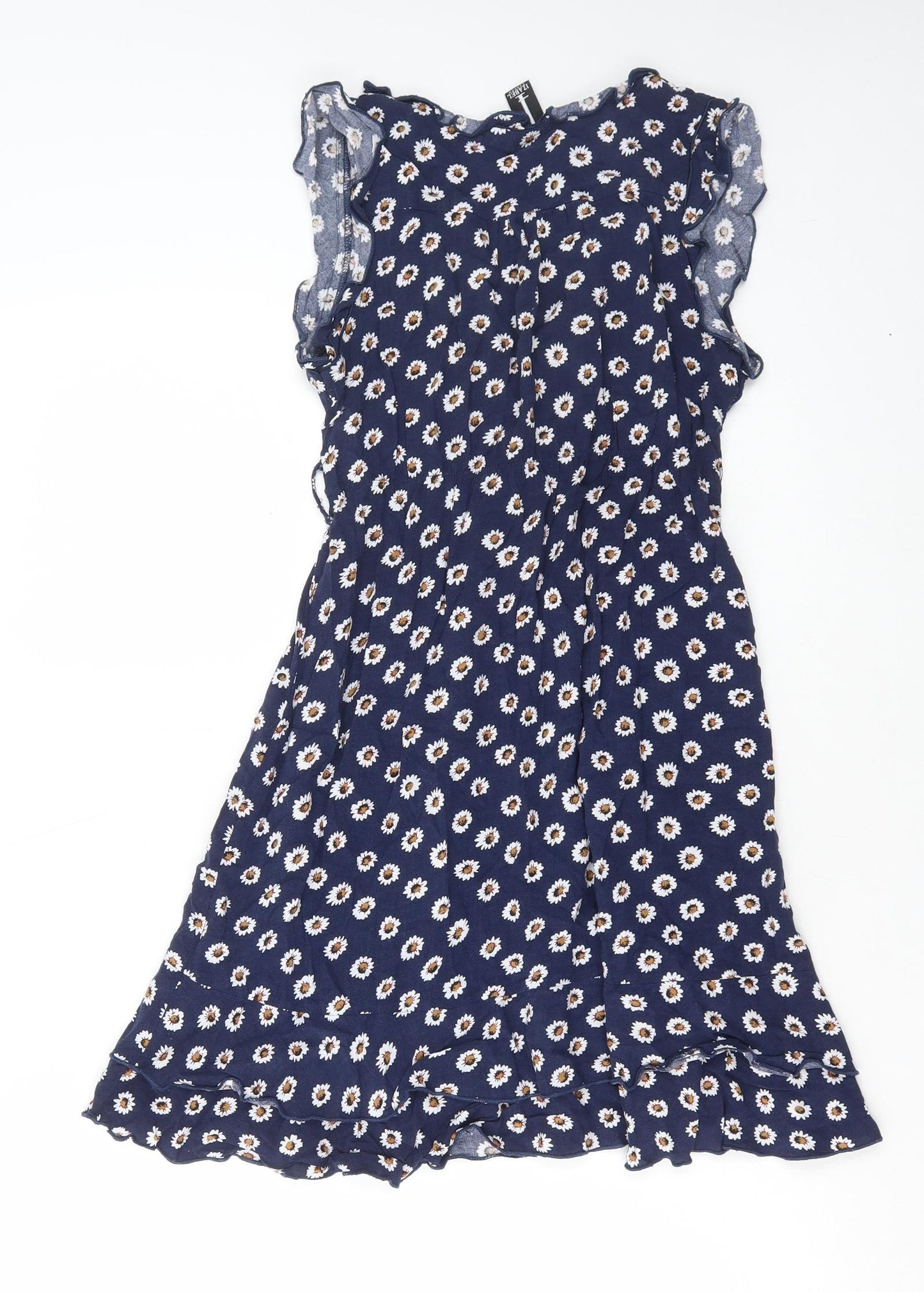 Izabel London Womens Blue Floral Viscose A-Line Size 10 V-Neck Pullover