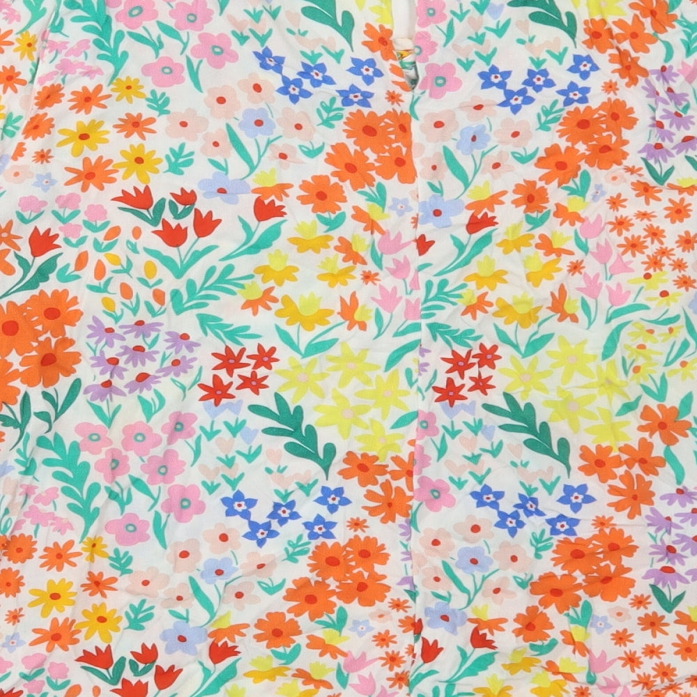 Marks and Spencer Womens Multicoloured Floral Viscose Basic Blouse Size 14 Round Neck