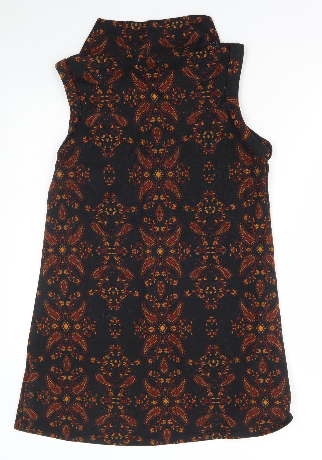 Apricot Womens Multicoloured Paisley Polyester Tunic T-Shirt Size 12 Roll Neck