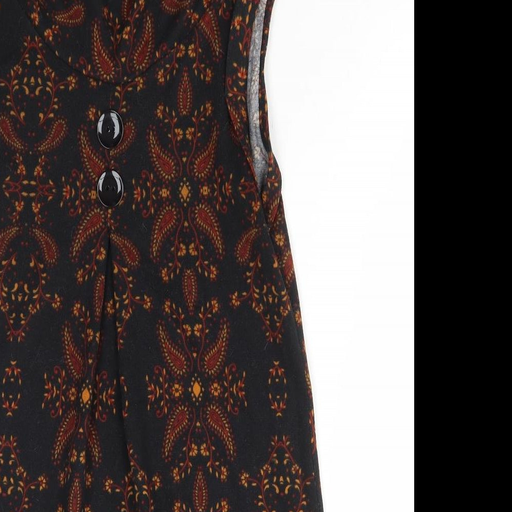 Apricot Womens Multicoloured Paisley Polyester Tunic T-Shirt Size 12 Roll Neck