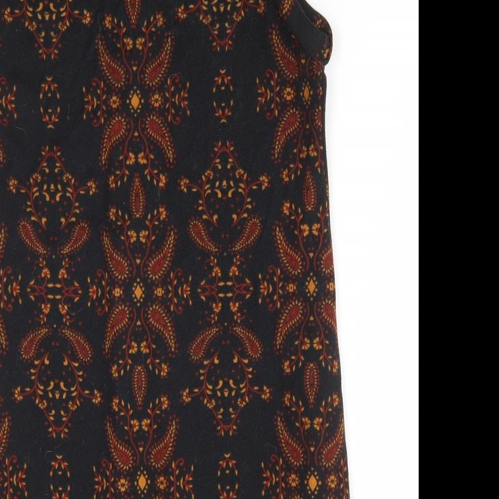 Apricot Womens Multicoloured Paisley Polyester Tunic T-Shirt Size 12 Roll Neck