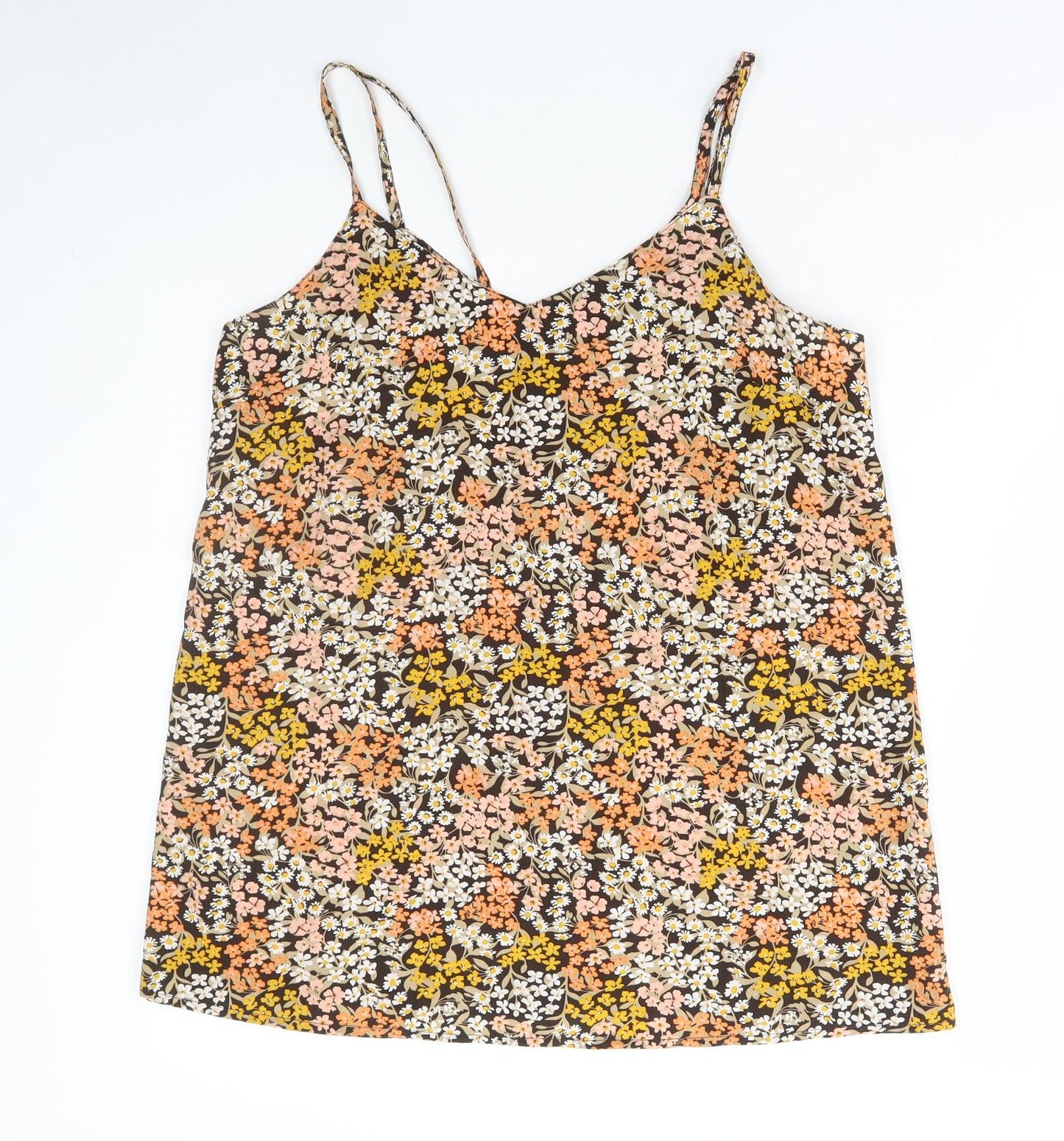 PEP&CO Womens Multicoloured Floral Polyester Camisole Tank Size 12 V-Neck