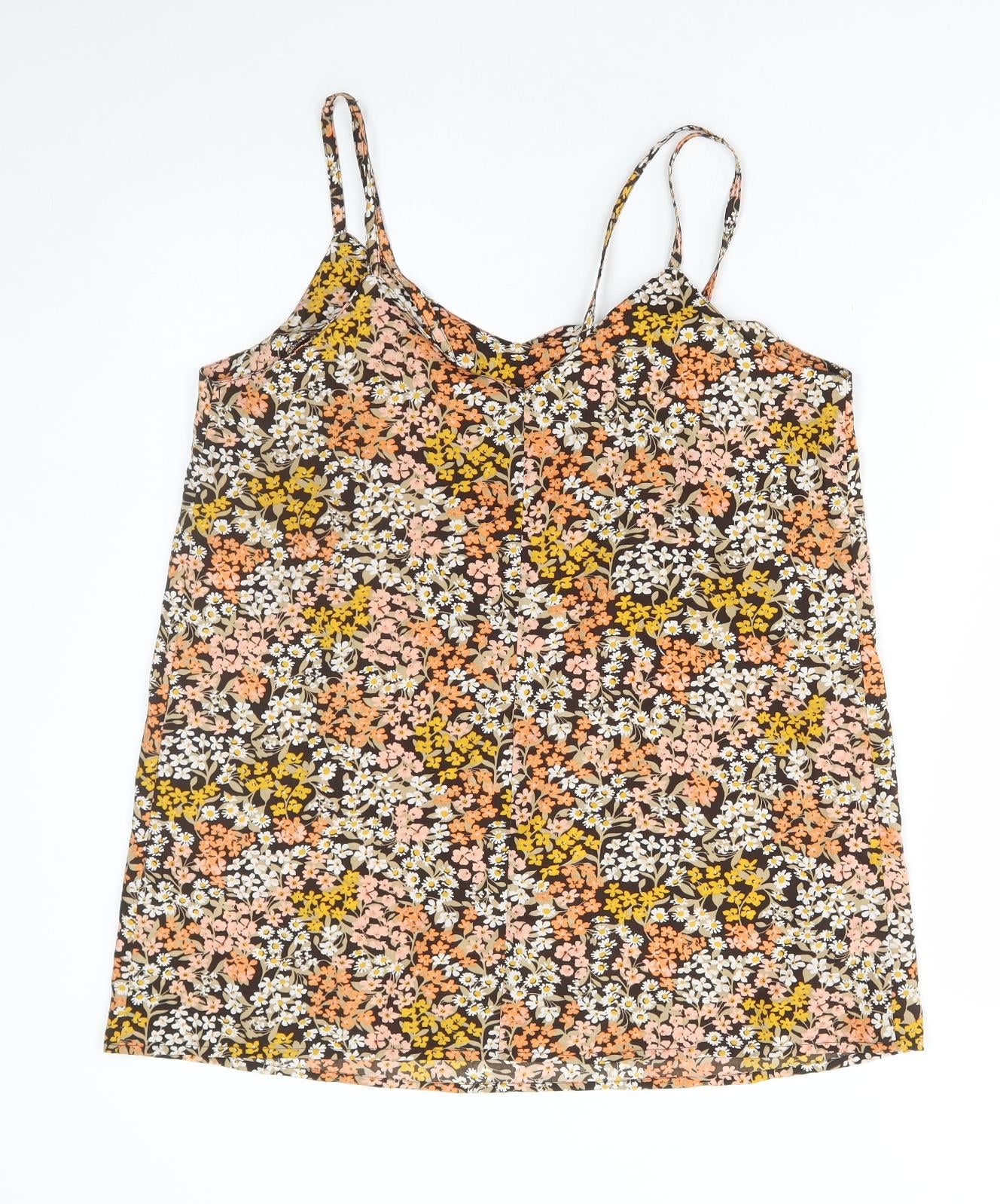 PEP&CO Womens Multicoloured Floral Polyester Camisole Tank Size 12 V-Neck