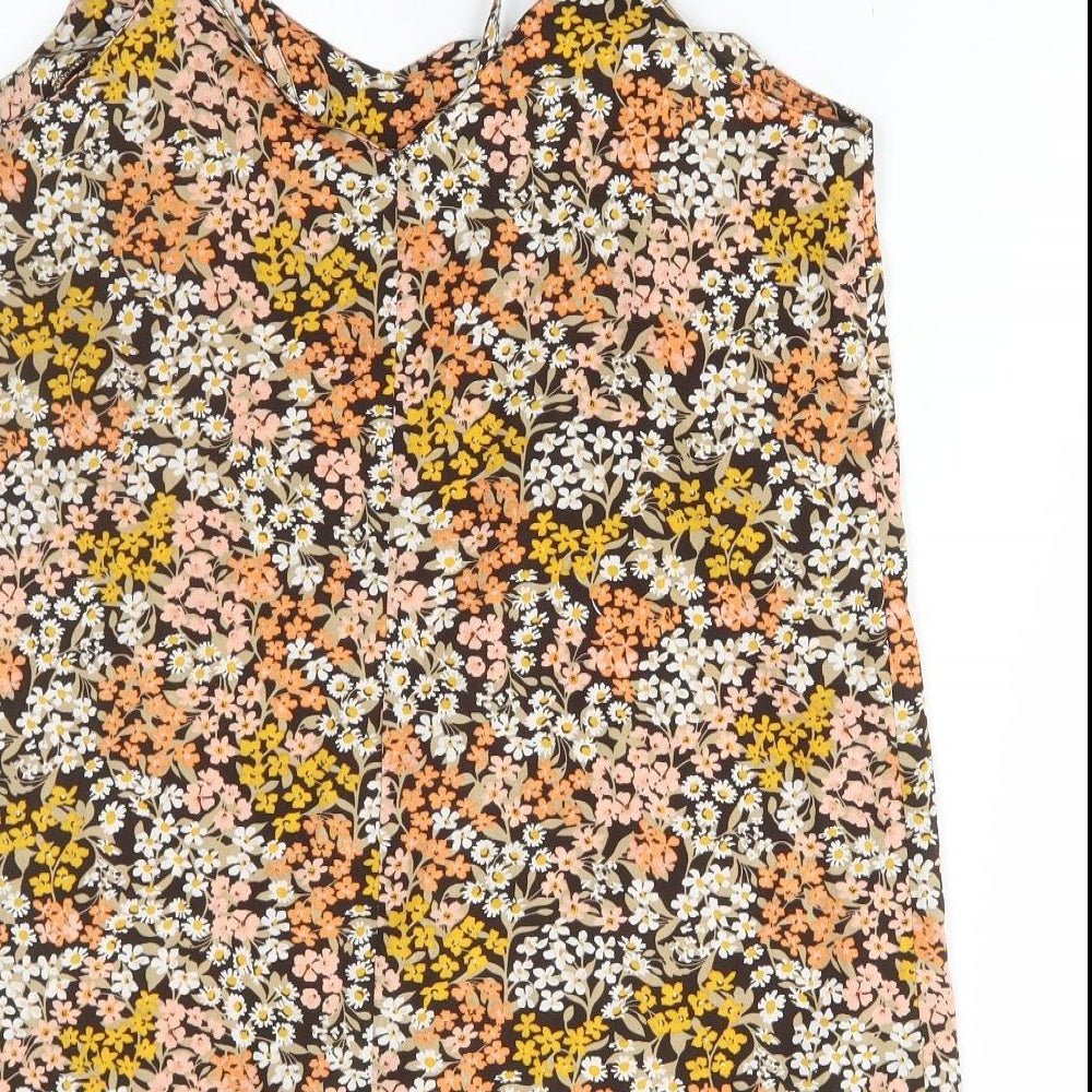 PEP&CO Womens Multicoloured Floral Polyester Camisole Tank Size 12 V-Neck