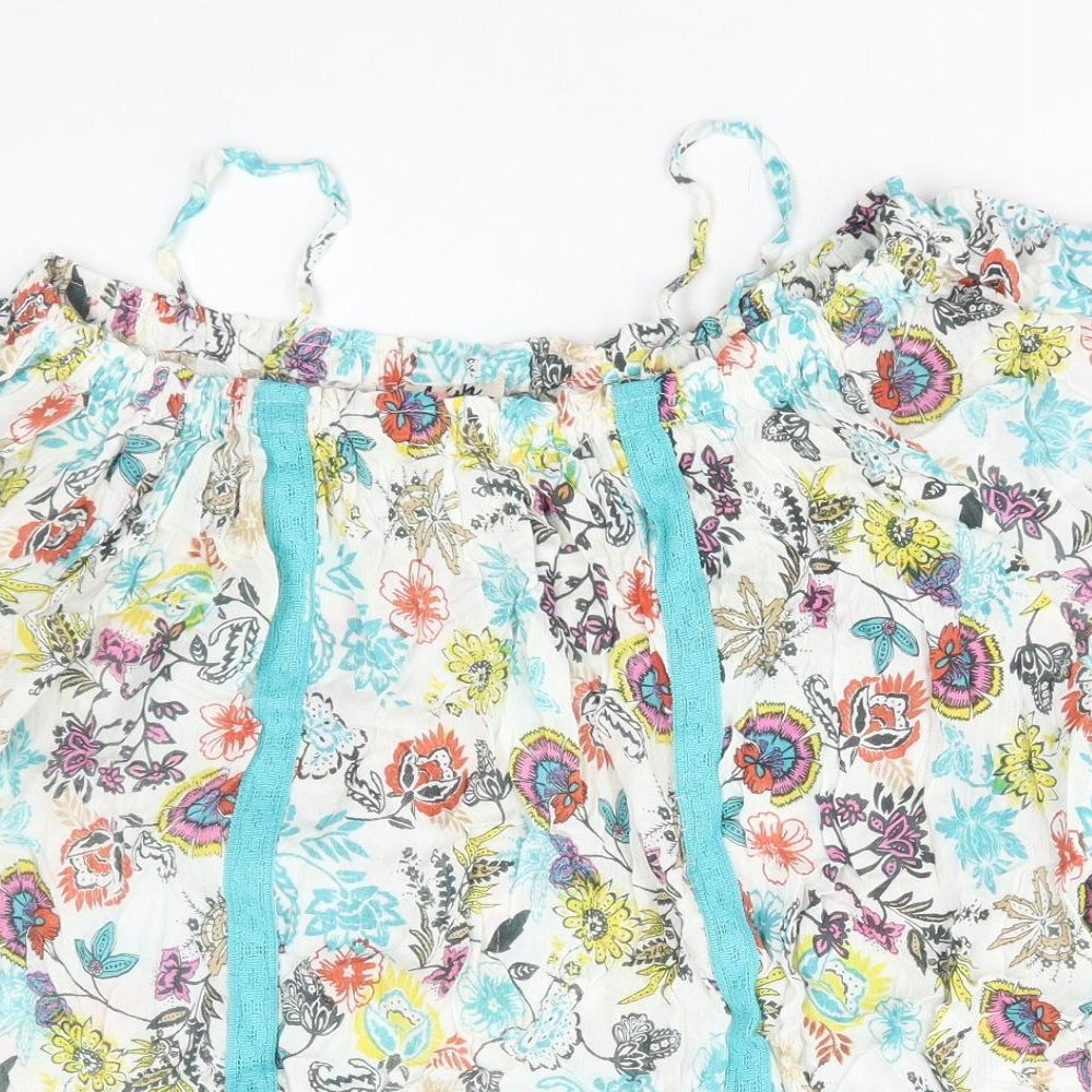 ARISTA Womens Multicoloured Floral Viscose Basic Blouse Size 14 Boat Neck
