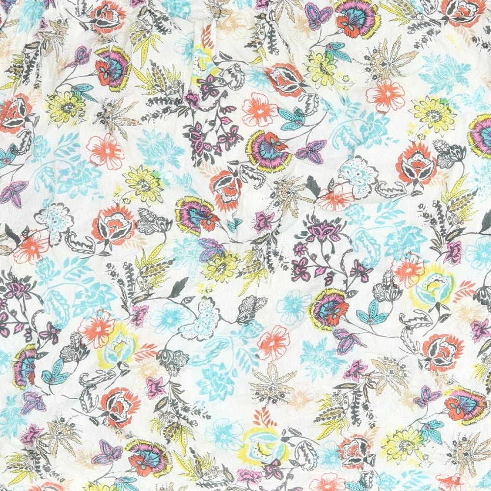 ARISTA Womens Multicoloured Floral Viscose Basic Blouse Size 14 Boat Neck