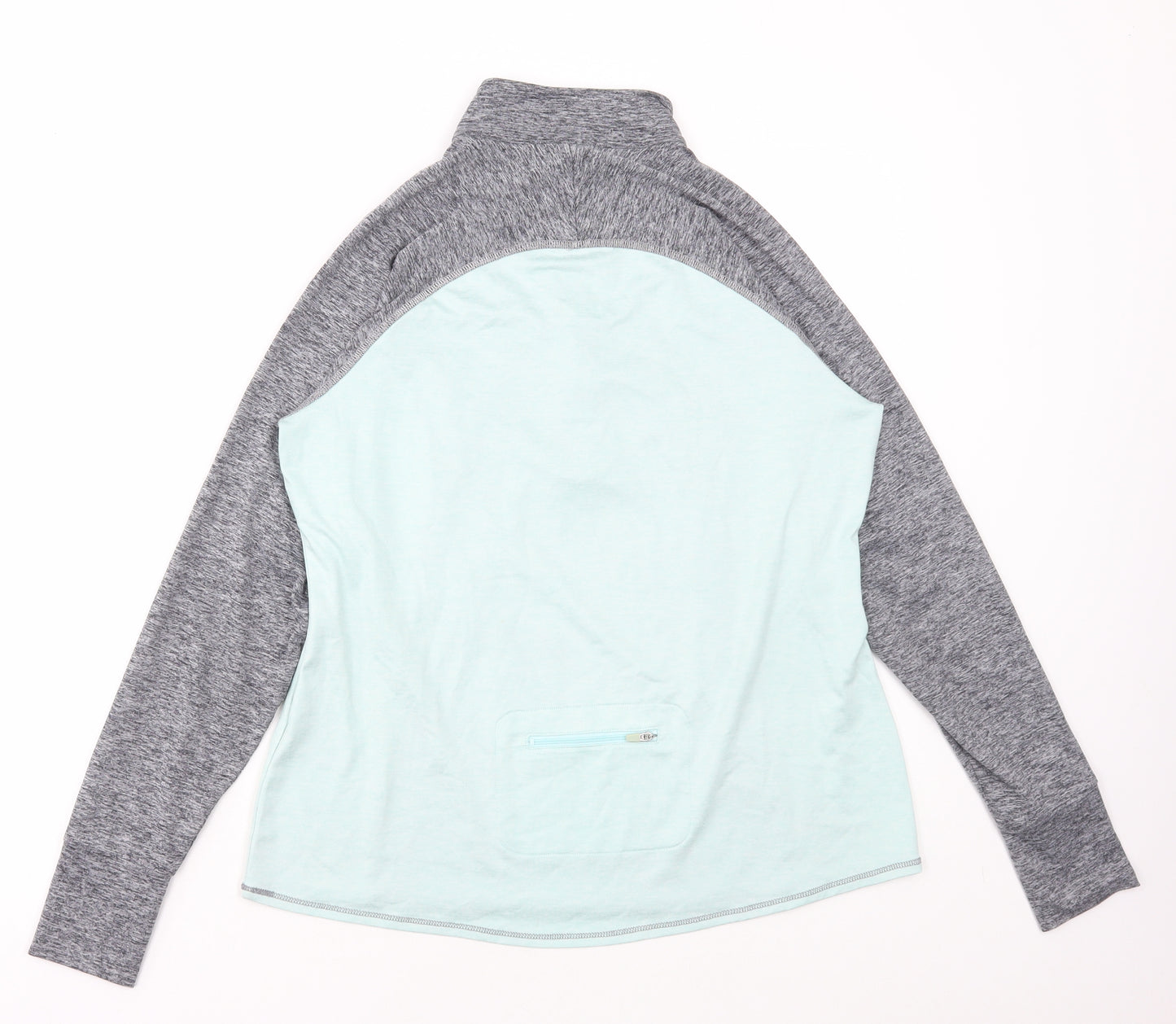 Marks and Spencer Womens Blue Colourblock Polyester Pullover Casual Size 14 High Neck Zip