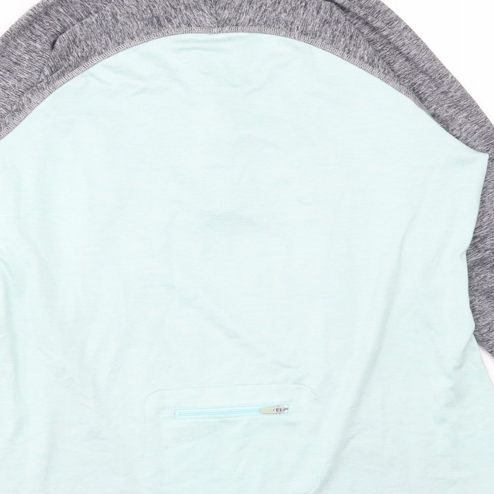 Marks and Spencer Womens Blue Colourblock Polyester Pullover Casual Size 14 High Neck Zip