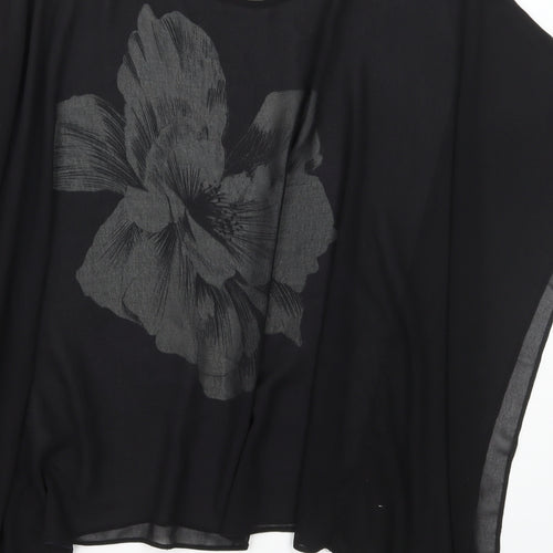 RJR.John Rocha Womens Black Floral Polyester Basic Blouse Size 12 Round Neck
