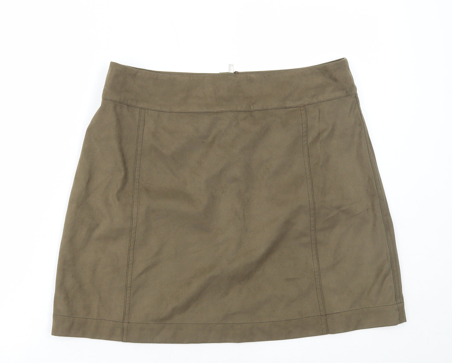 Oliver Bonas Womens Green Polyester Mini Skirt Size 14 Zip