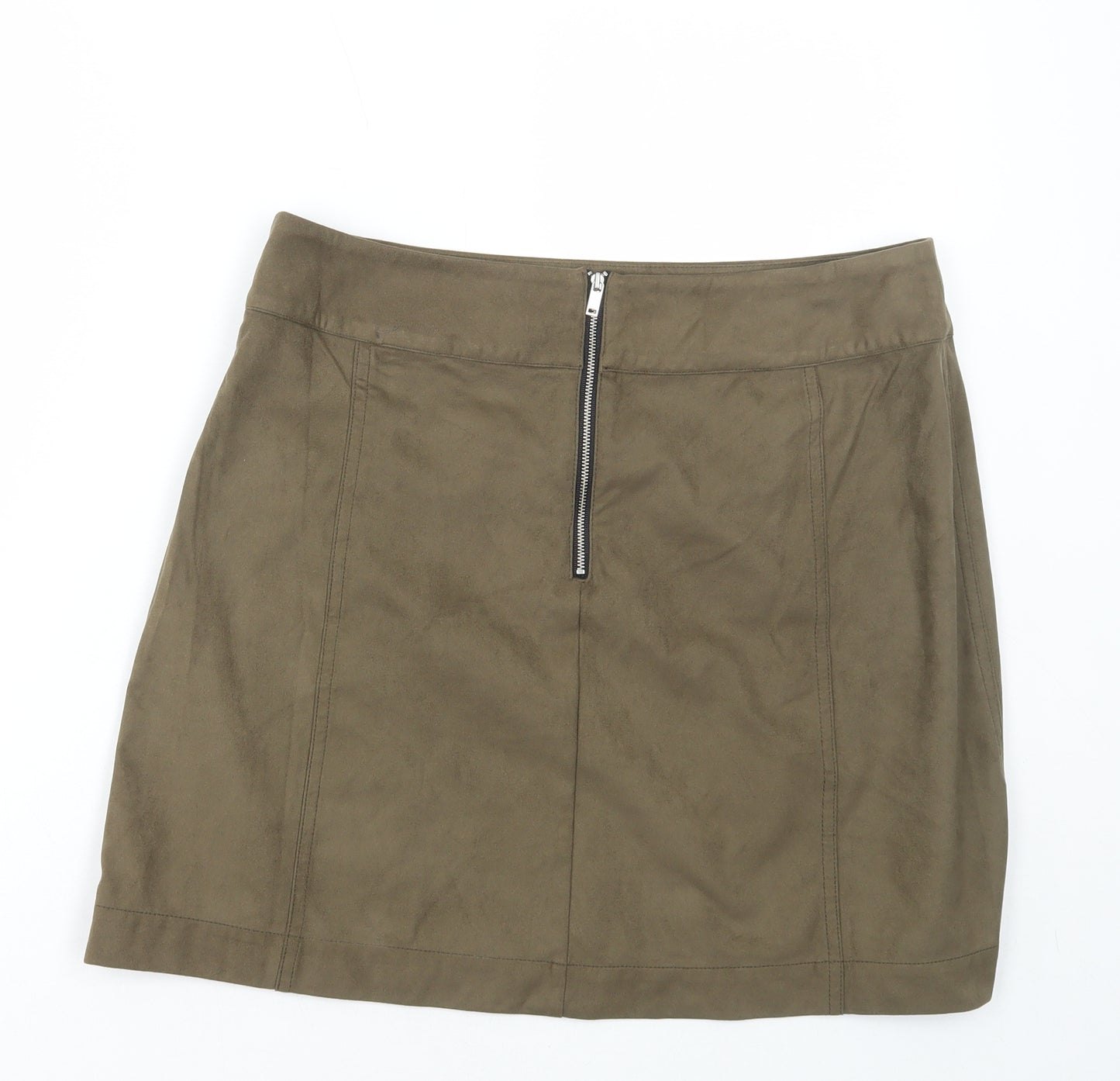 Oliver Bonas Womens Green Polyester Mini Skirt Size 14 Zip