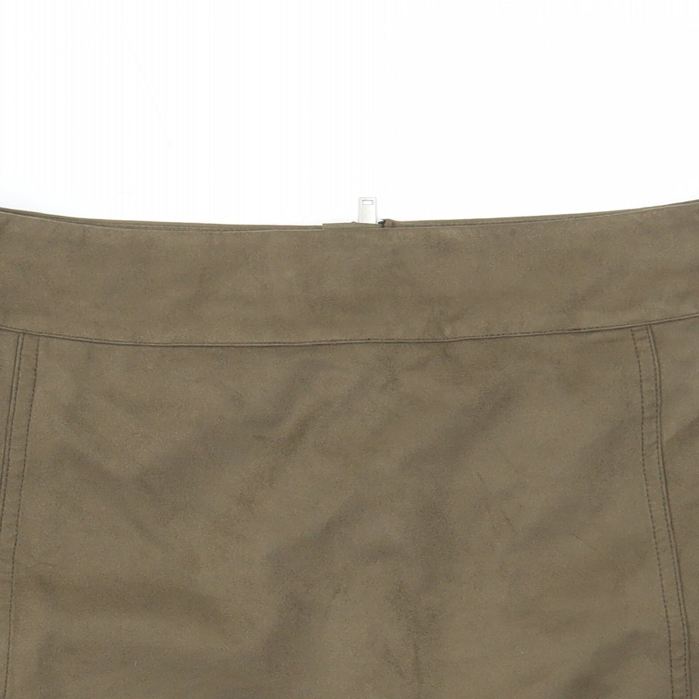 Oliver Bonas Womens Green Polyester Mini Skirt Size 14 Zip