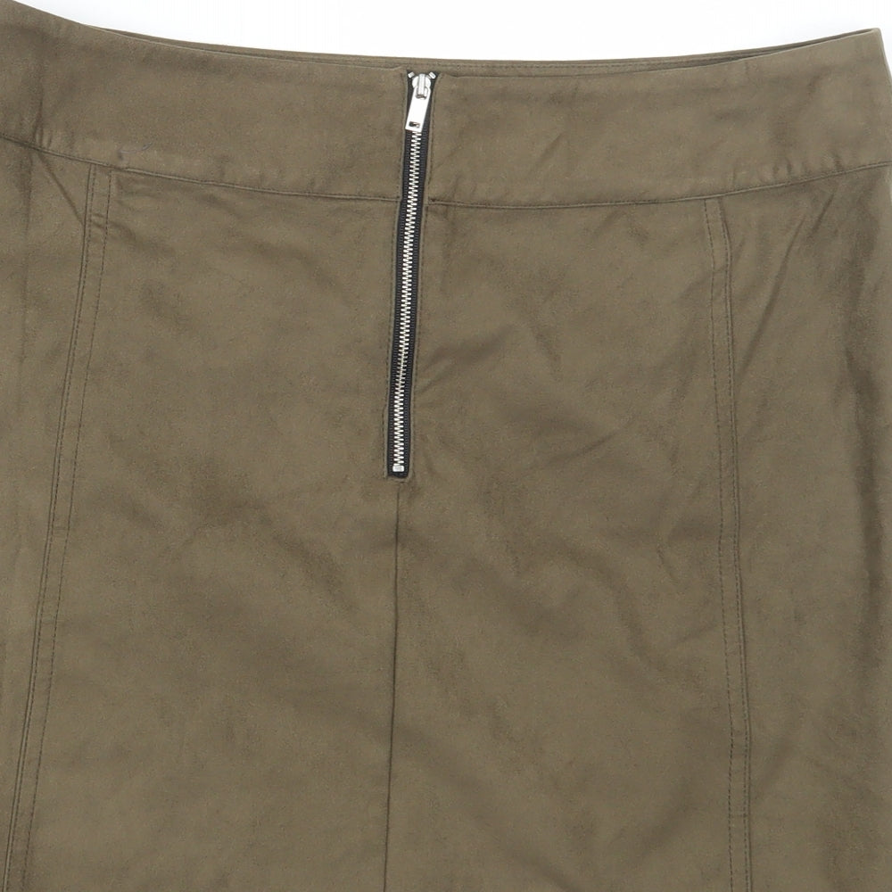Oliver Bonas Womens Green Polyester Mini Skirt Size 14 Zip