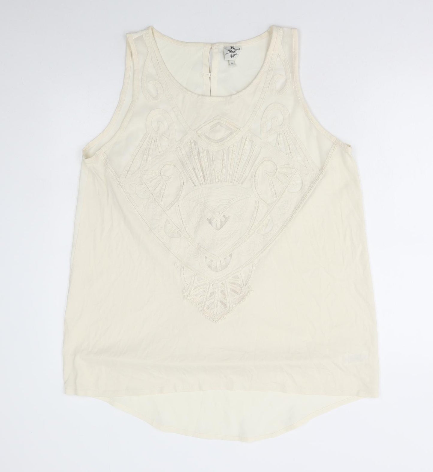 NEXT Womens Ivory Cotton Basic Tank Size 16 Round Neck