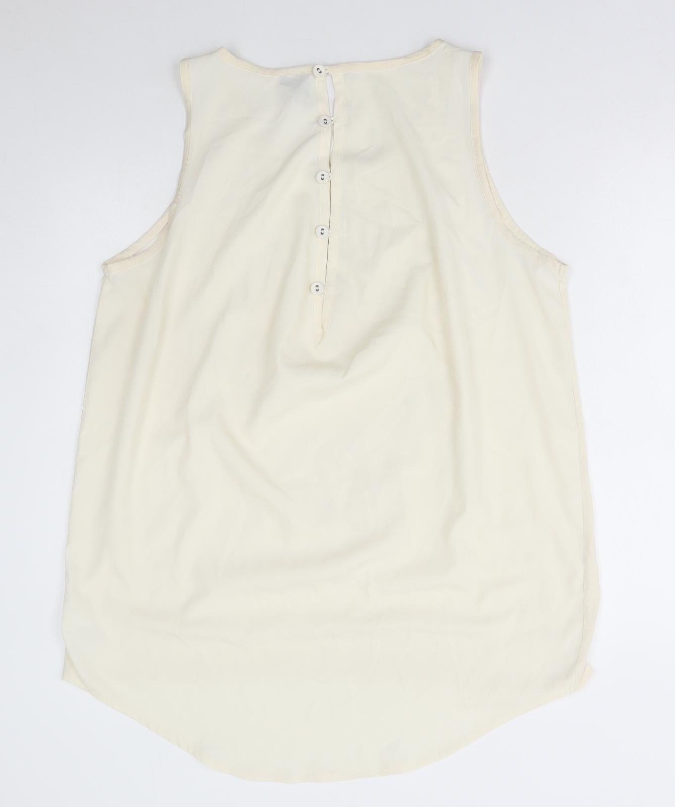 NEXT Womens Ivory Cotton Basic Tank Size 16 Round Neck