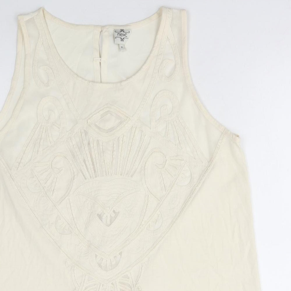 NEXT Womens Ivory Cotton Basic Tank Size 16 Round Neck