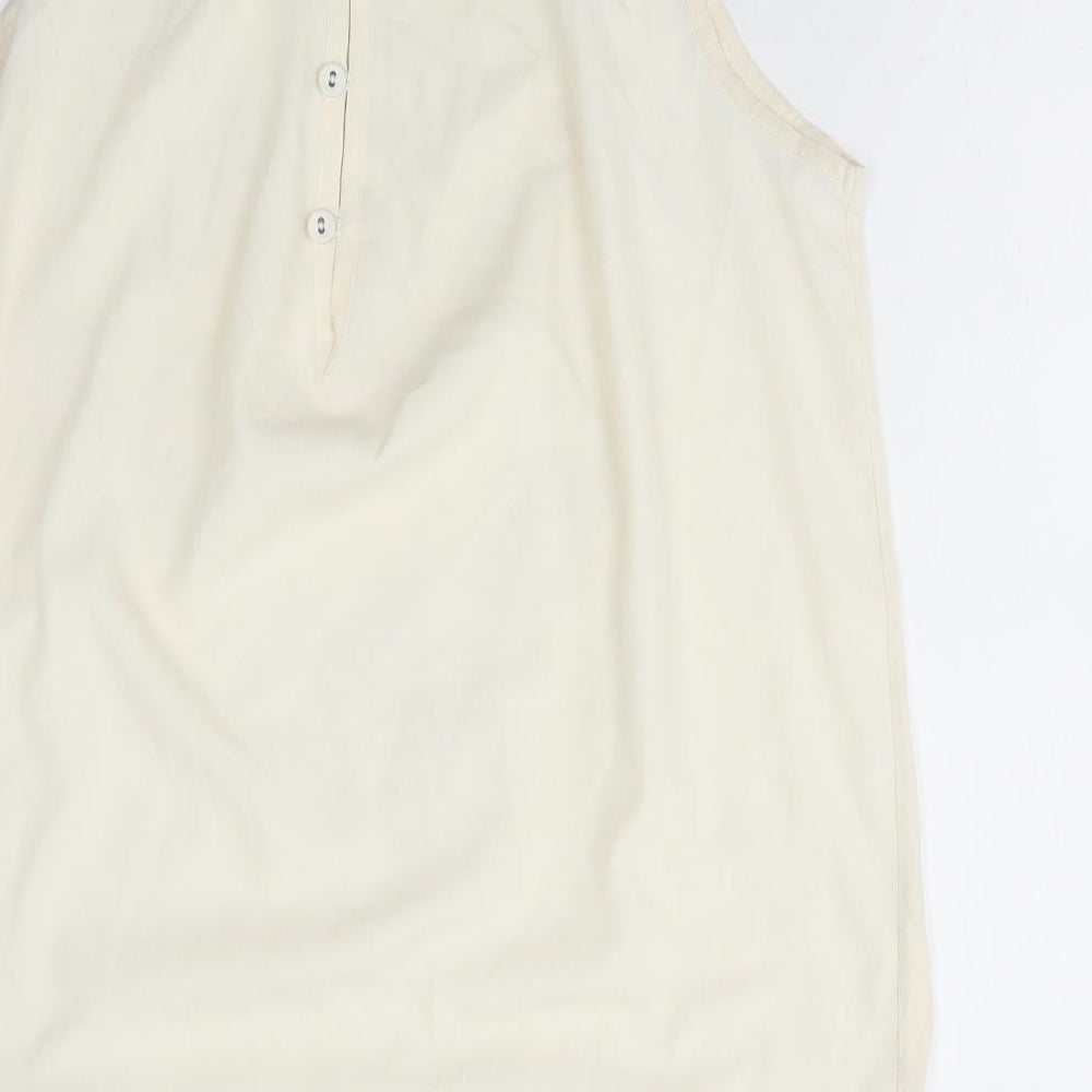 NEXT Womens Ivory Cotton Basic Tank Size 16 Round Neck