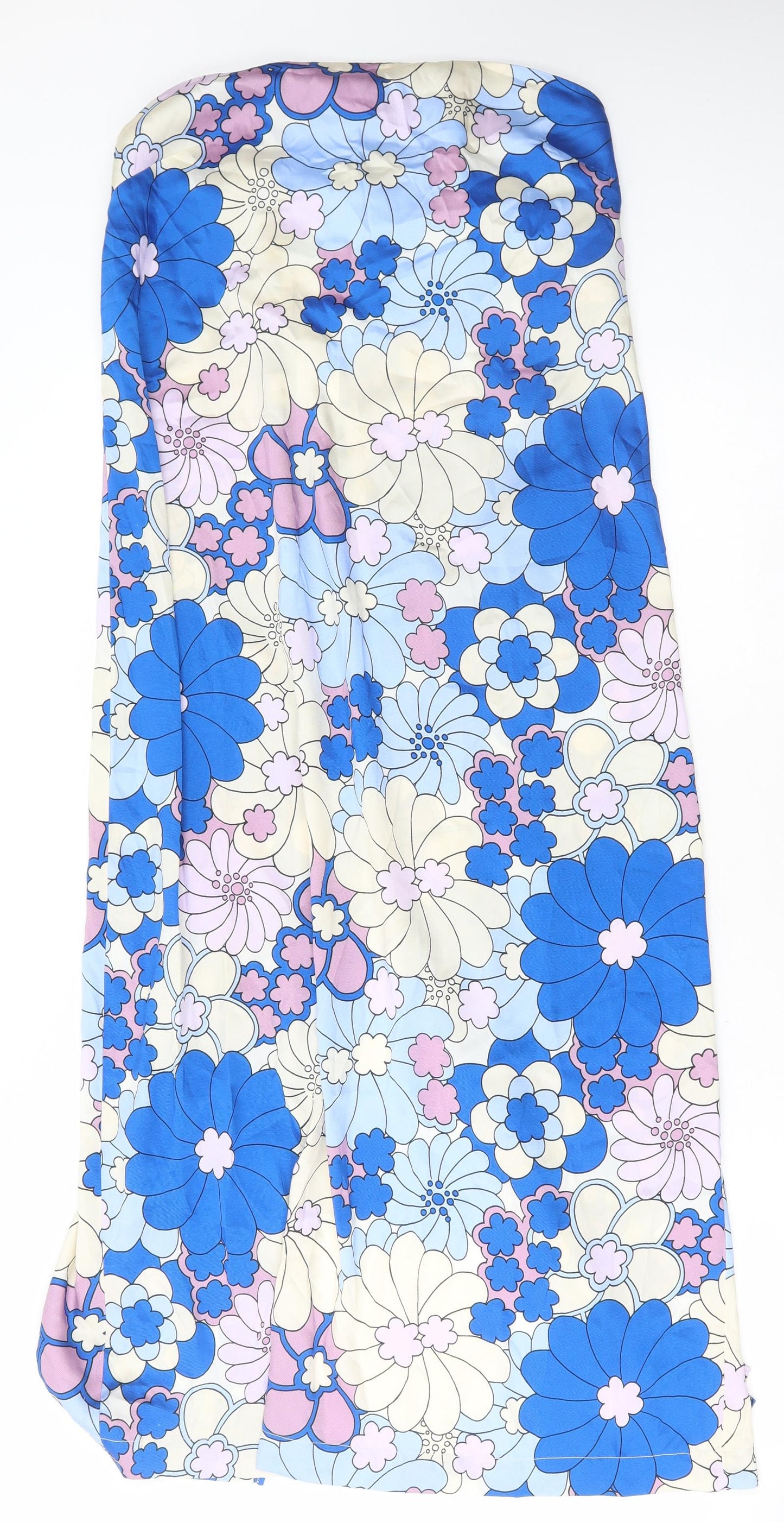 Zara Womens Multicoloured Floral Polyester Sheath Size L Off the Shoulder Zip