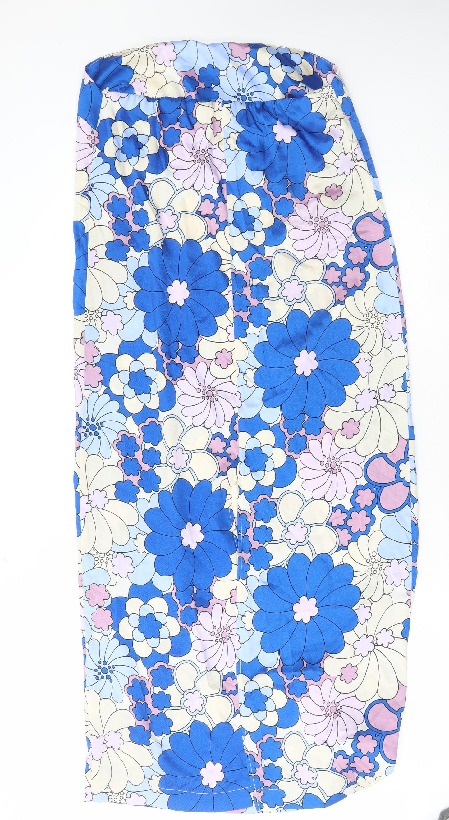Zara Womens Multicoloured Floral Polyester Sheath Size L Off the Shoulder Zip