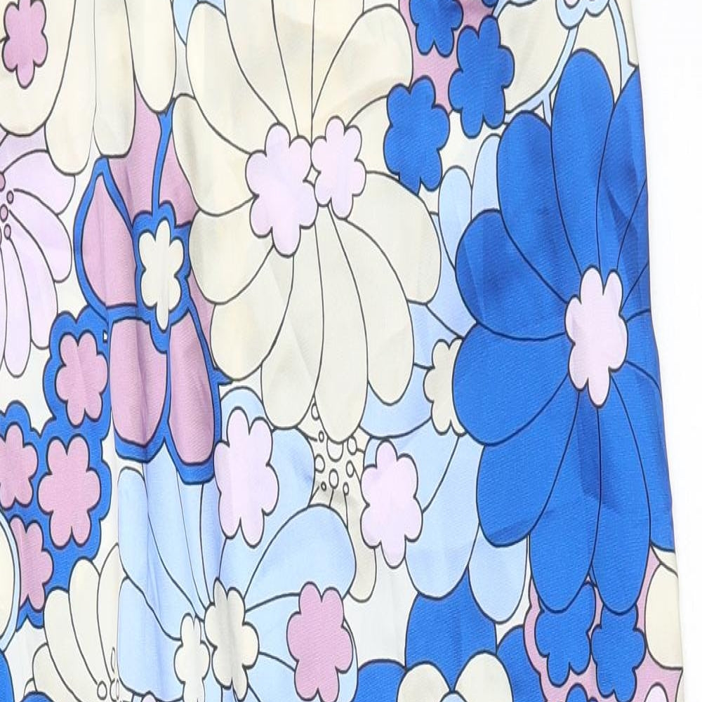 Zara Womens Multicoloured Floral Polyester Sheath Size L Off the Shoulder Zip
