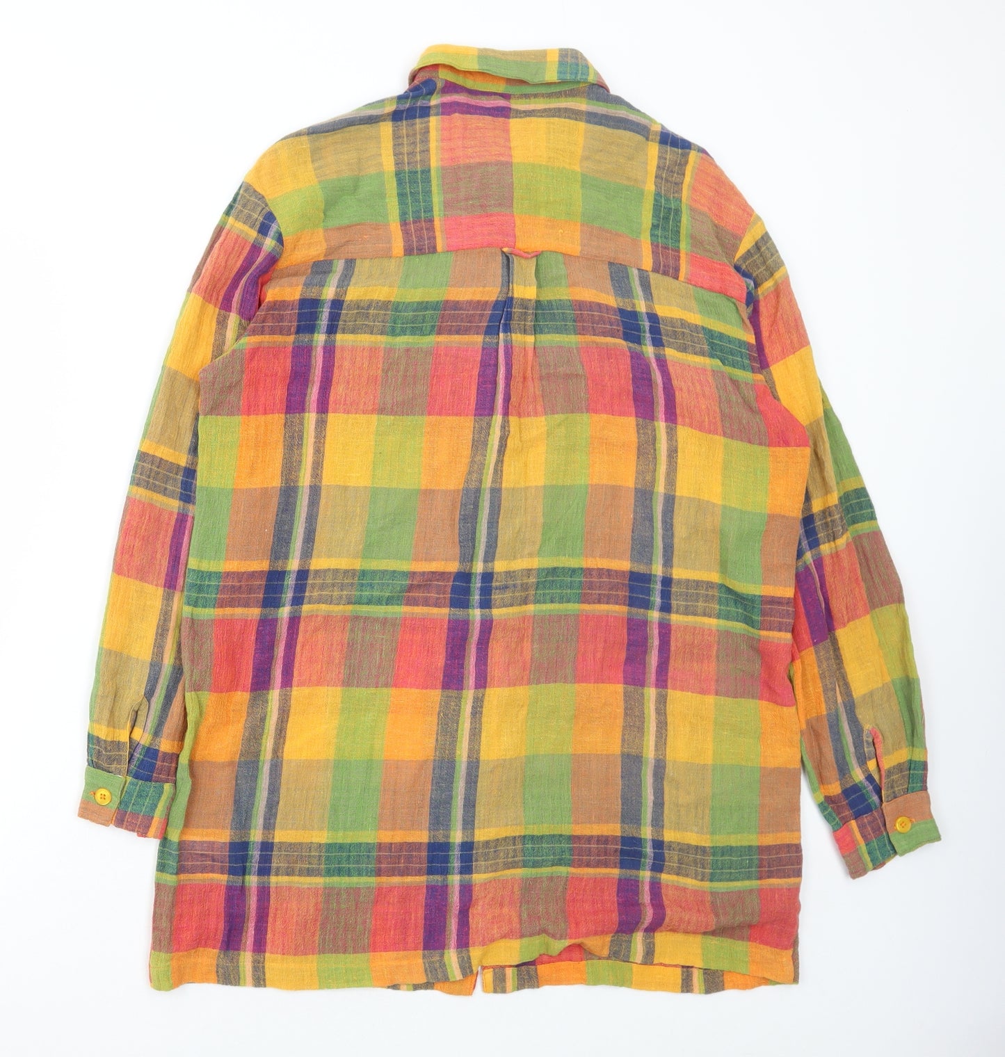 Kaleidoscope Womens Multicoloured Check Cotton Basic Button-Up Size L Collared