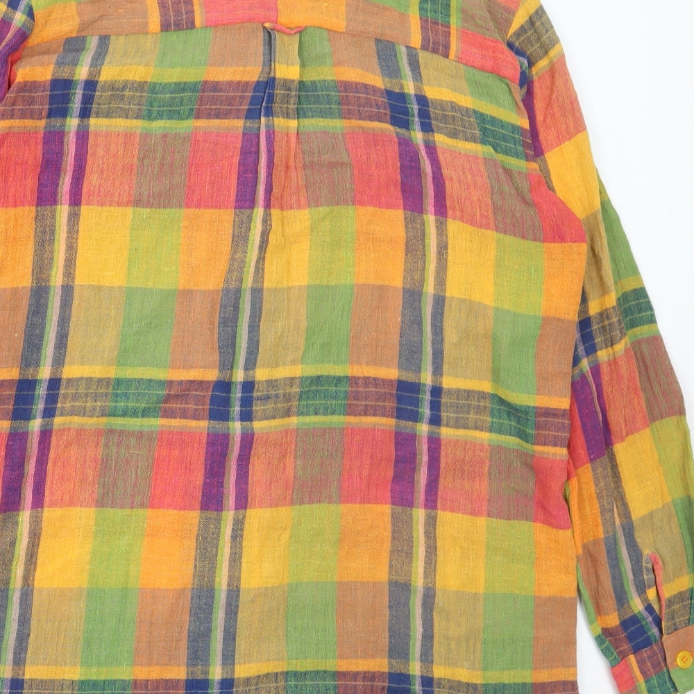 Kaleidoscope Womens Multicoloured Check Cotton Basic Button-Up Size L Collared