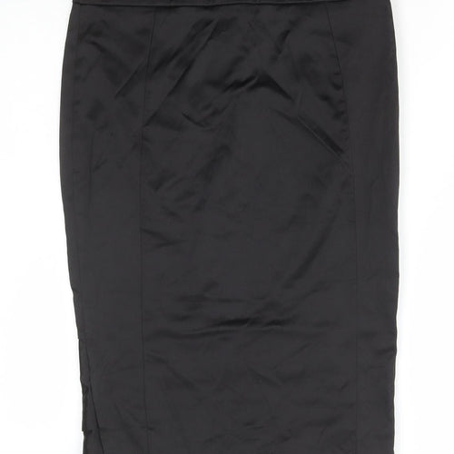Topshop Womens Black Polyester Straight & Pencil Skirt Size 10 Zip
