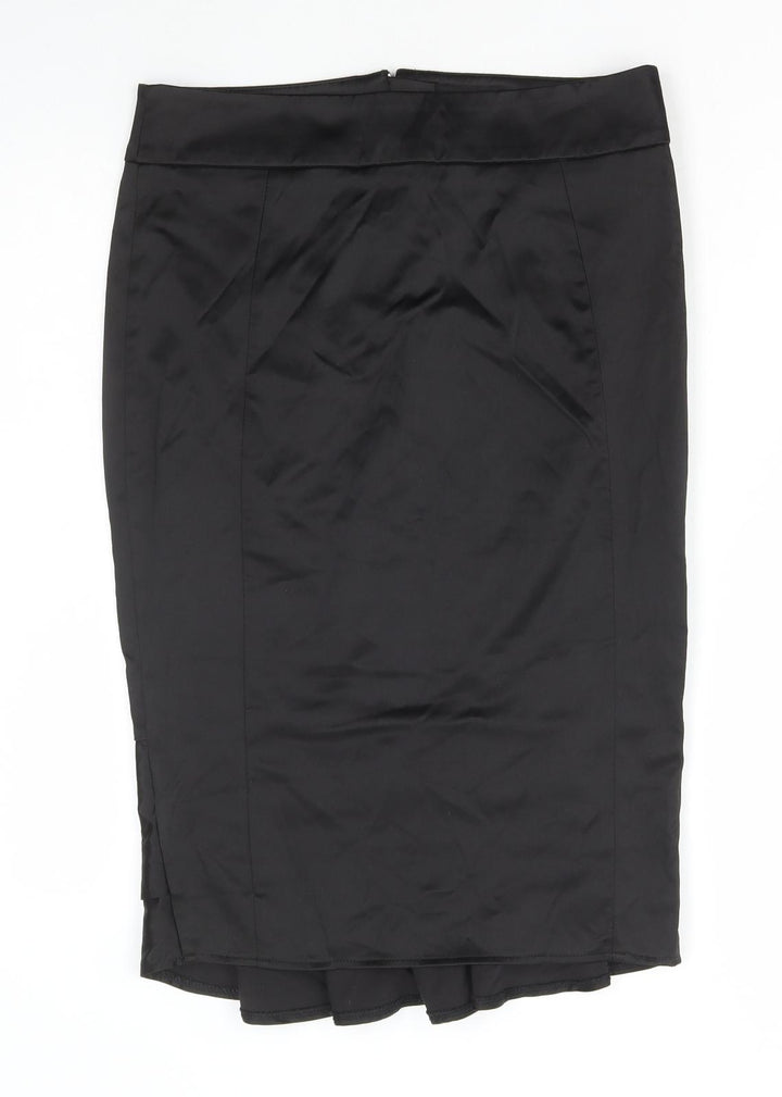 Topshop Womens Black Polyester Straight & Pencil Skirt Size 10 Zip