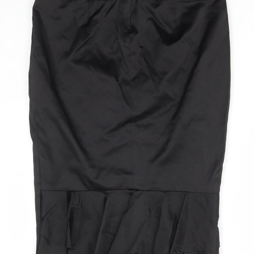 Topshop Womens Black Polyester Straight & Pencil Skirt Size 10 Zip