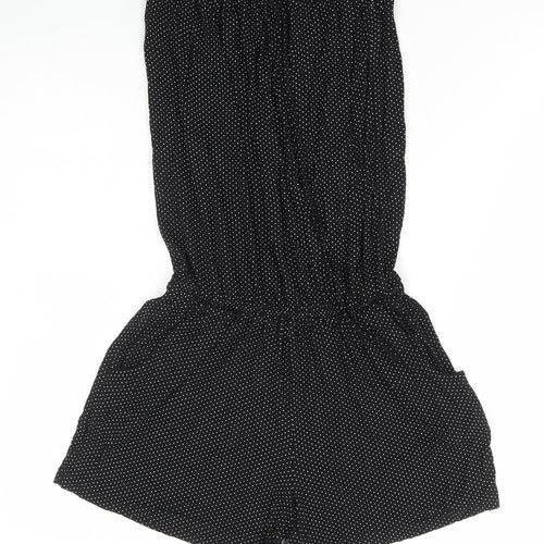 Preworn Womens Black Polka Dot Cotton Playsuit One-Piece Size S Pullover