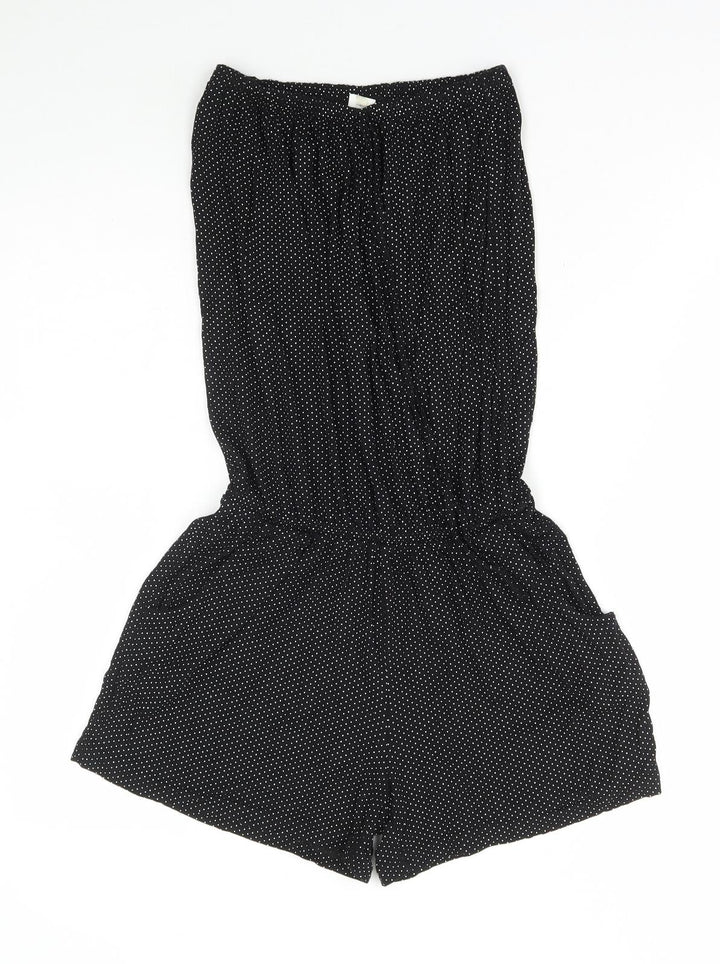 Preworn Womens Black Polka Dot Cotton Playsuit One-Piece Size S Pullover