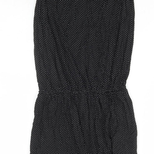 Preworn Womens Black Polka Dot Cotton Playsuit One-Piece Size S Pullover
