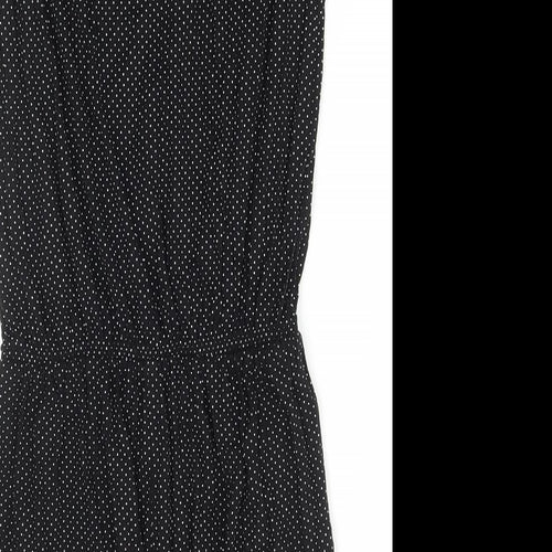 Preworn Womens Black Polka Dot Cotton Playsuit One-Piece Size S Pullover