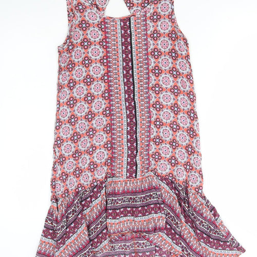 TU Womens Multicoloured Geometric Viscose Tunic Tank Size 8 Round Neck