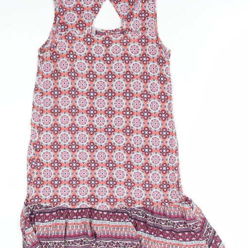 TU Womens Multicoloured Geometric Viscose Tunic Tank Size 8 Round Neck