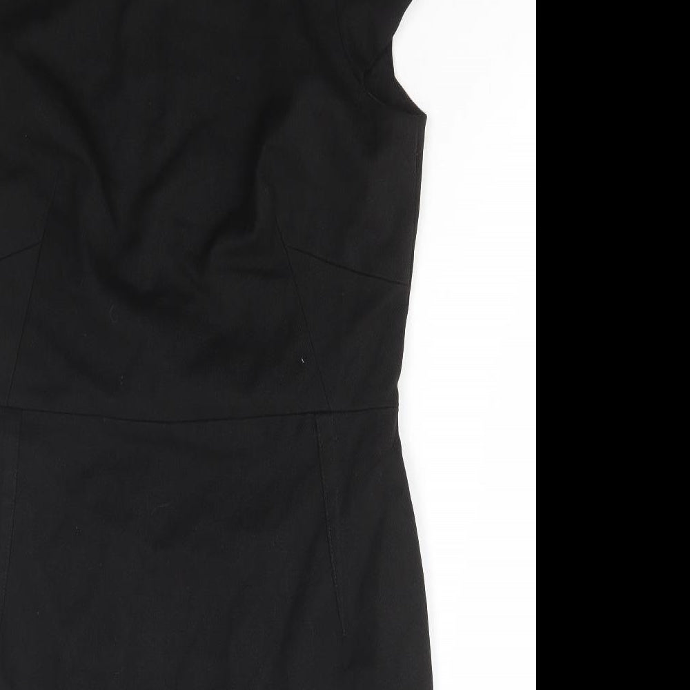NEXT Womens Black Polyester Pencil Dress Size 14 Square Neck Zip