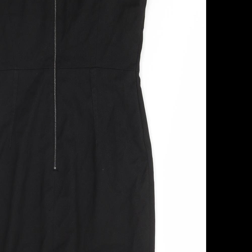 NEXT Womens Black Polyester Pencil Dress Size 14 Square Neck Zip