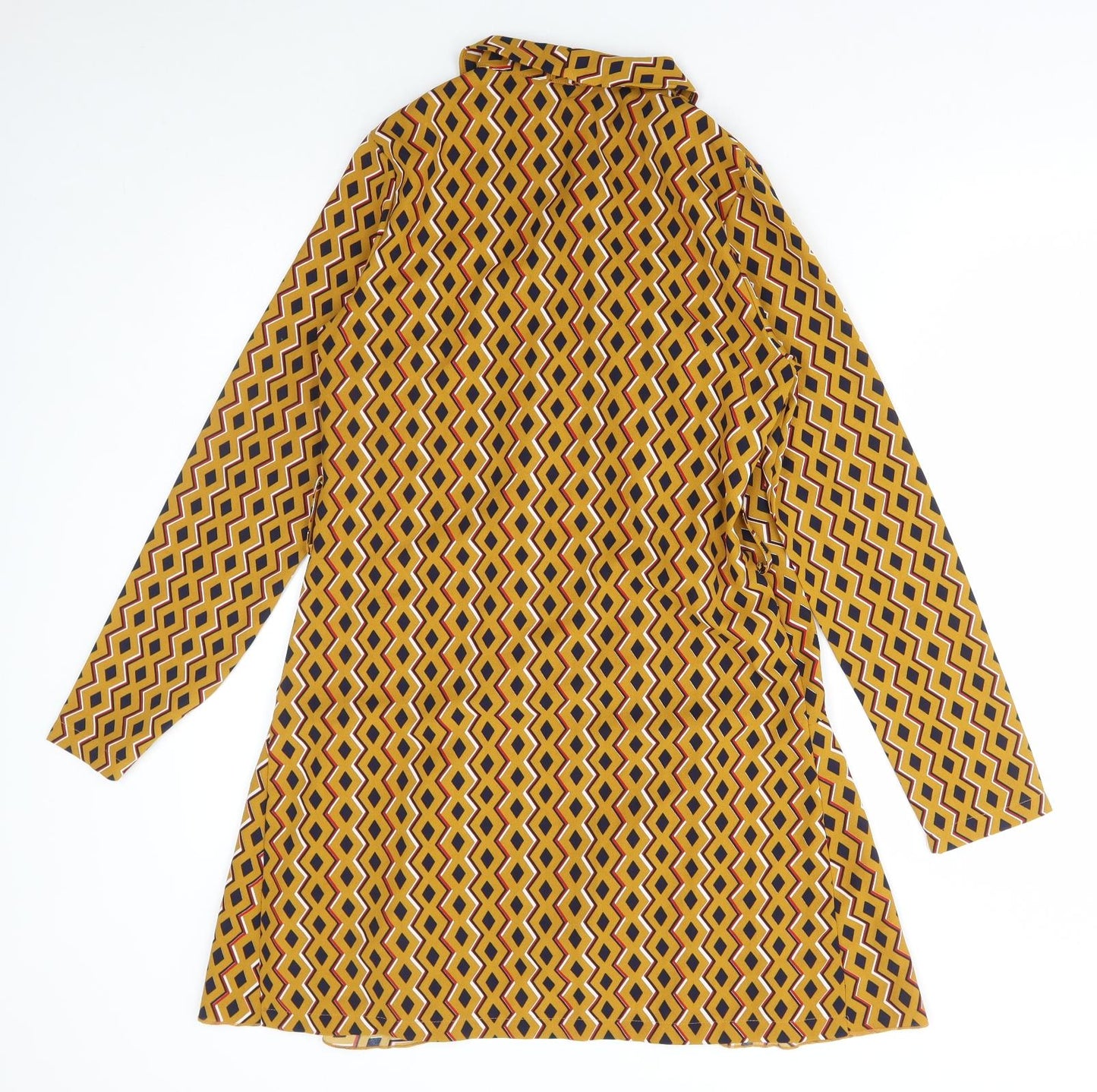 PRETTYLITTLETHING Womens Yellow Geometric Jacket Size 8 Tie