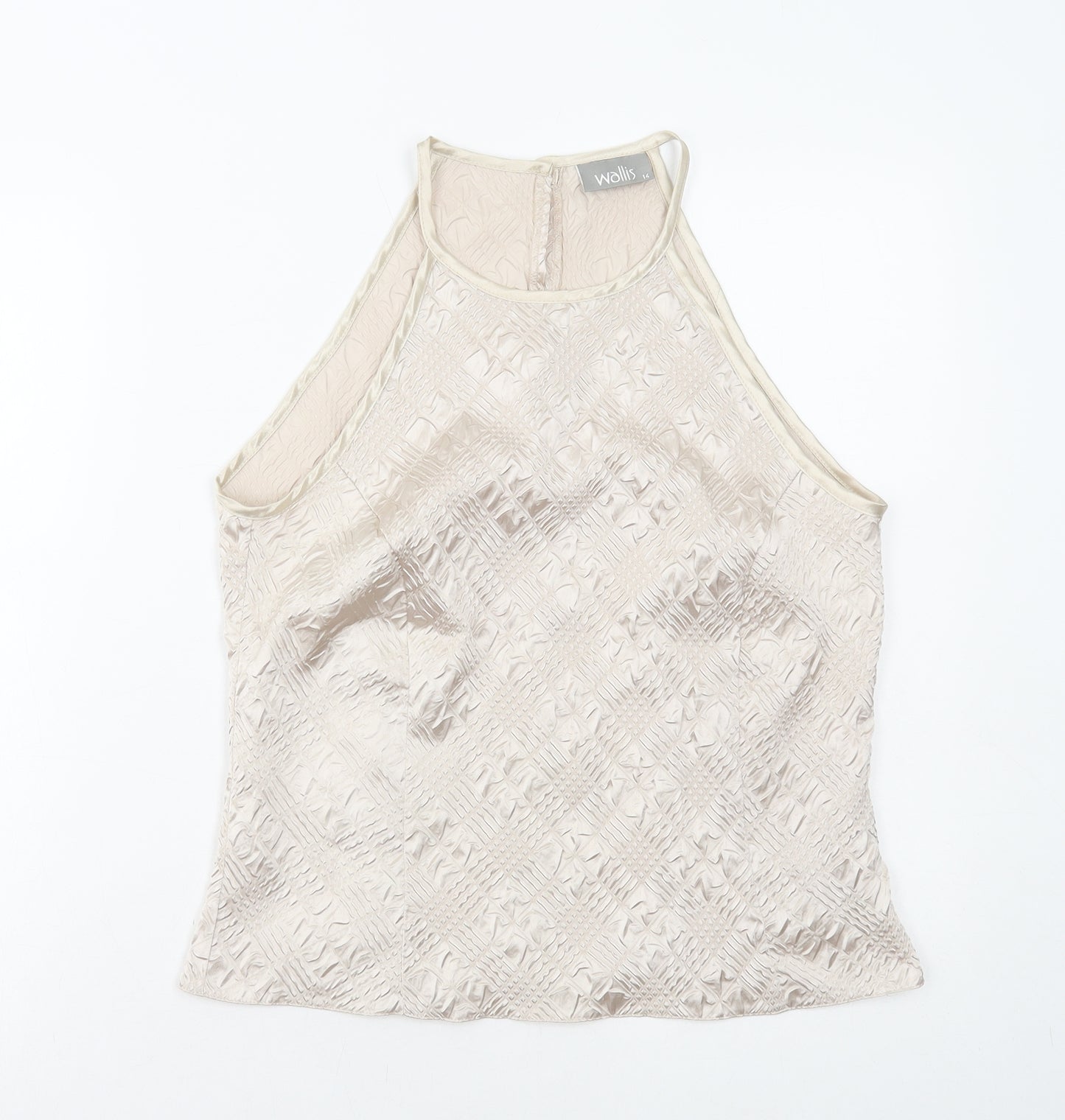Wallis Womens Beige Polyester Basic Tank Round Neck - Textured
