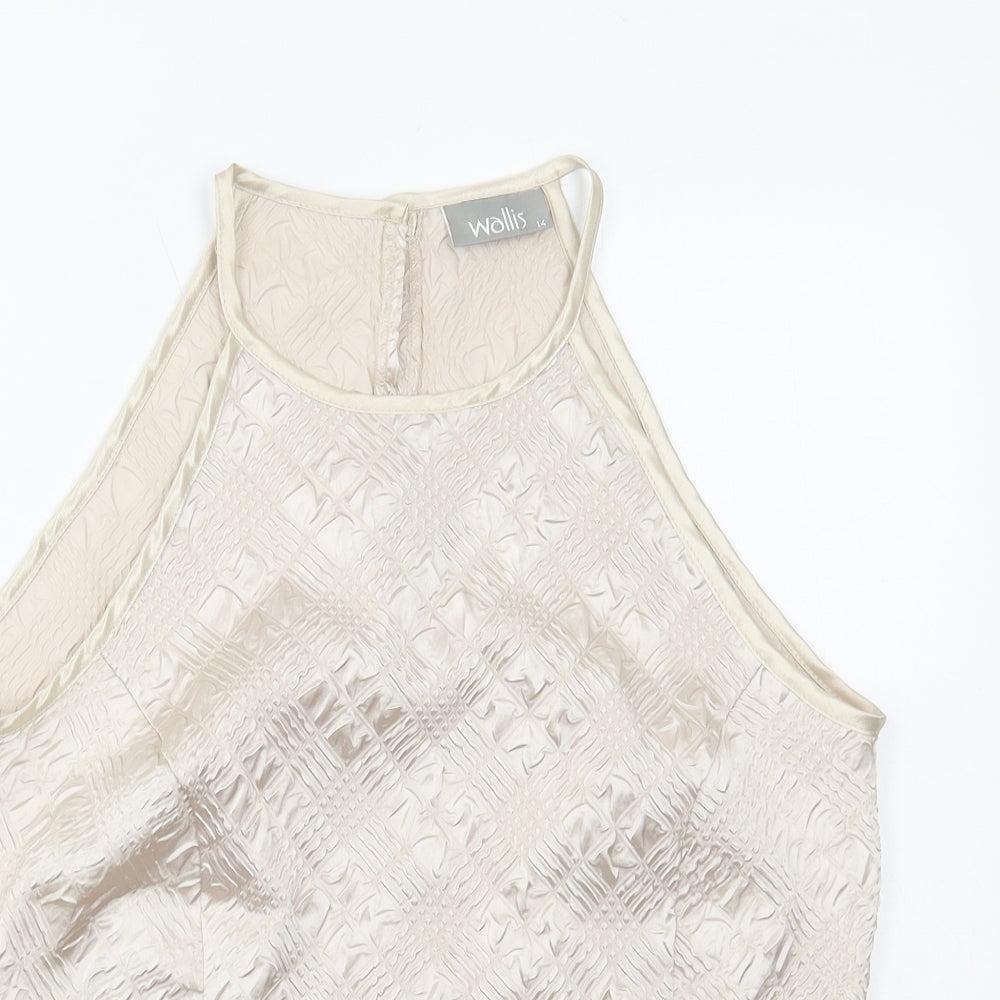 Wallis Womens Beige Polyester Basic Tank Round Neck - Textured