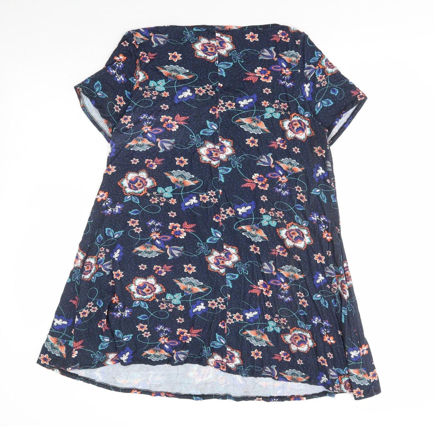 Evans Womens Multicoloured Floral Viscose Basic T-Shirt Size 14 Scoop Neck