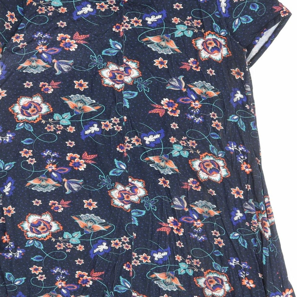 Evans Womens Multicoloured Floral Viscose Basic T-Shirt Size 14 Scoop Neck