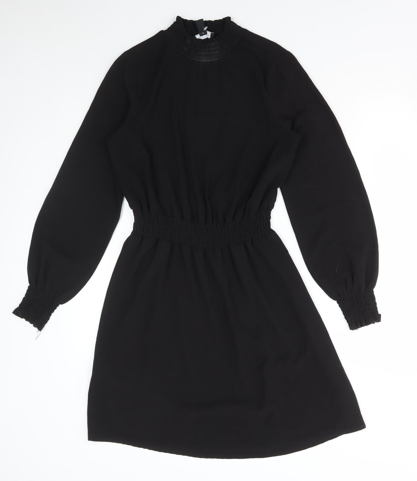 New Look Womens Black Polyester A-Line Size 8 High Neck Pullover
