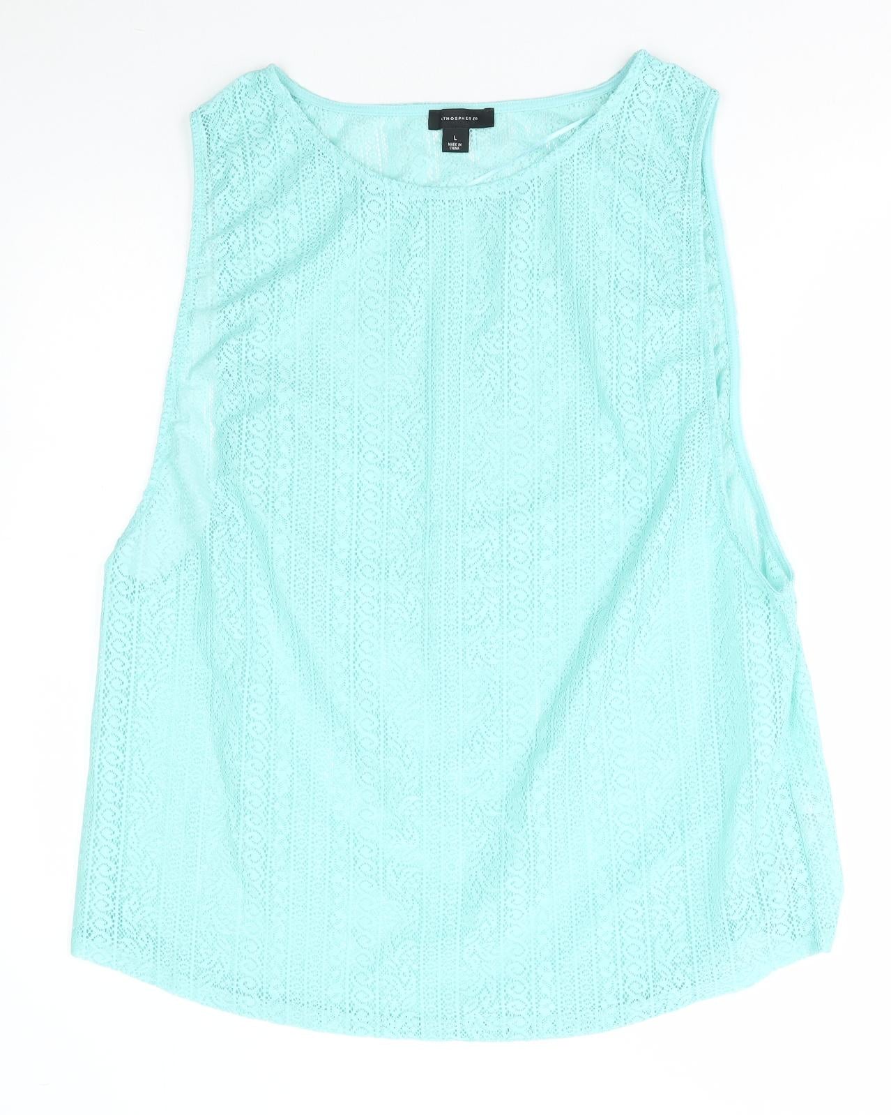 Primark Womens Blue Polyester Basic Tank Size L Boat Neck